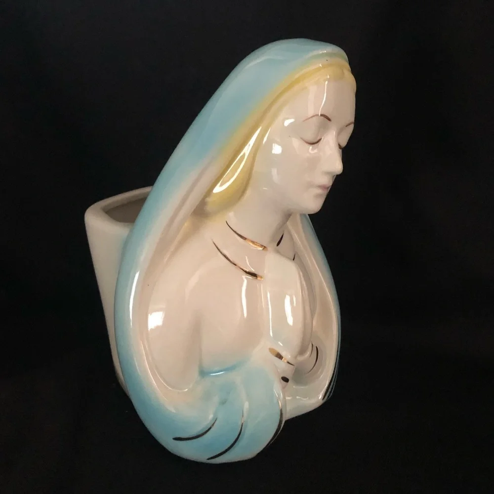 Vintage Virgin Mary Madonna Praying Porcelain Planter - Picture 2 of 11